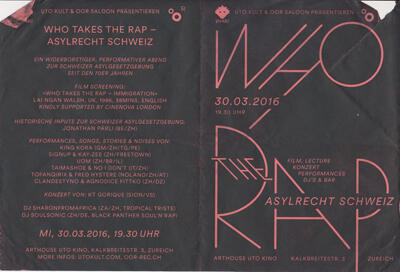 UTO KULT & OOR SALOON präsentieren «Who takes the rap – Asylrecht Schweiz»